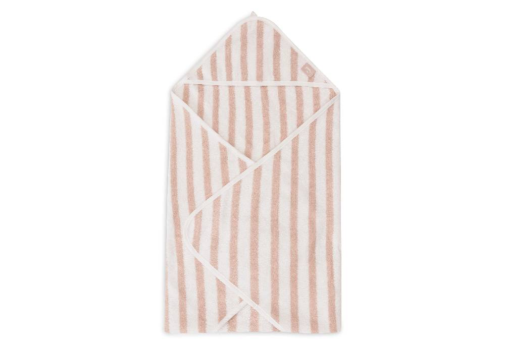 Jollein Kapuzenhandtuch 75x75cm Stripe Terry Wild Rose GOTS Verkauf