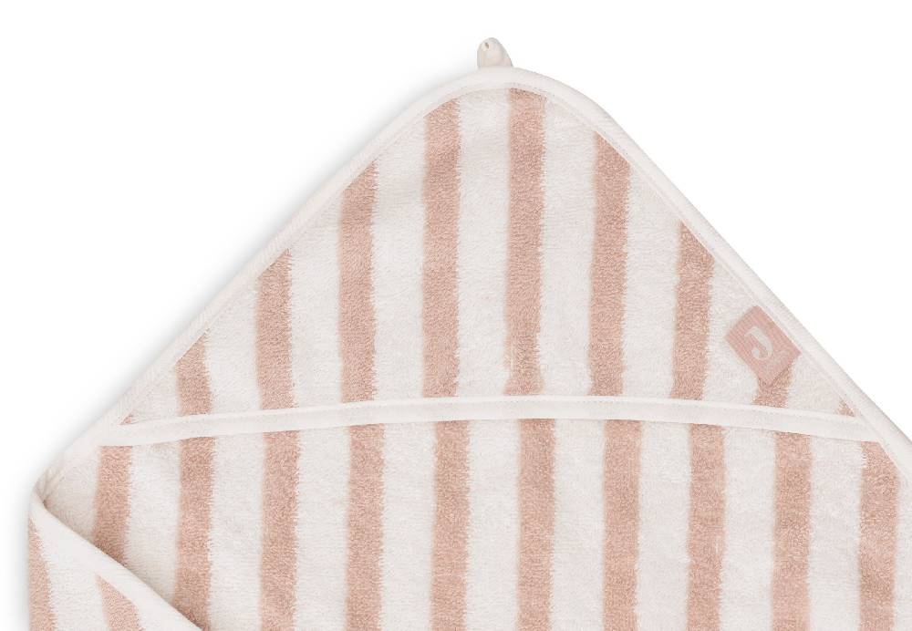 Jollein Kapuzenhandtuch 75x75cm Stripe Terry Wild Rose GOTS Verkauf