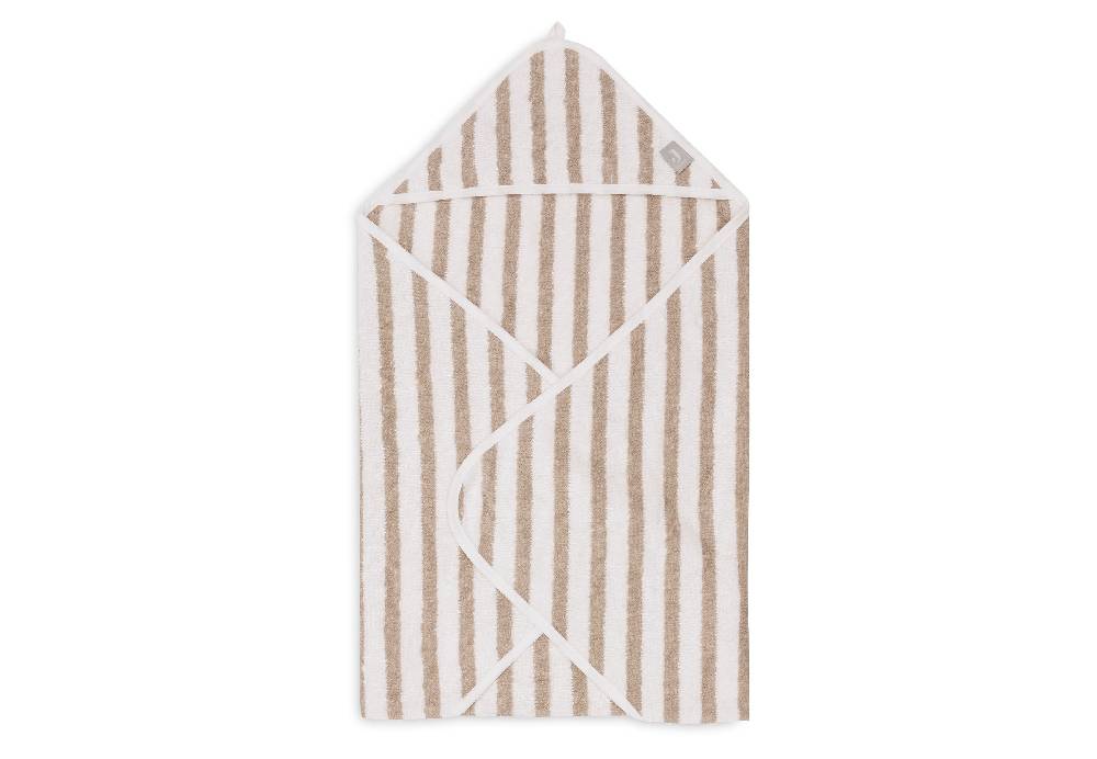 Jollein Kapuzenhandtuch 75x75cm Stripe Terry Olive Green GOTS Schlussverkauf