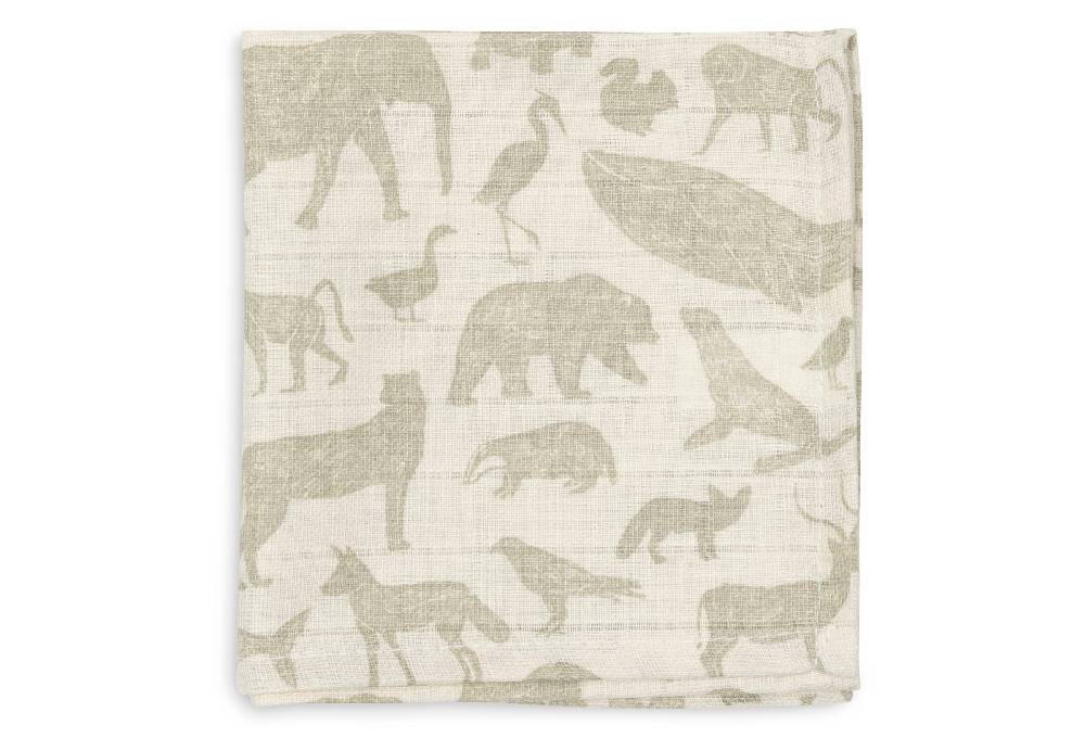 Jollein Spucktücher Hydrophil 31x31cm Animals Olive Green (3pack) Zeitbegrenzte Promotion