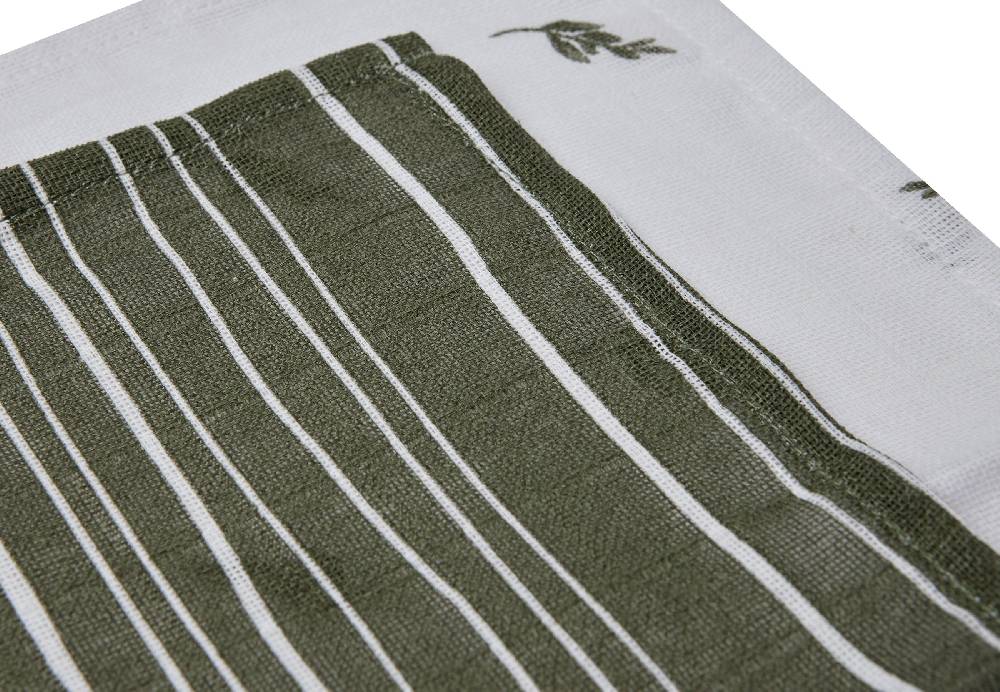 Jollein Spucktücher Hydrophill Stripe Olive Leaf Green GOTS (2p) Sonderangebot der Fabrik