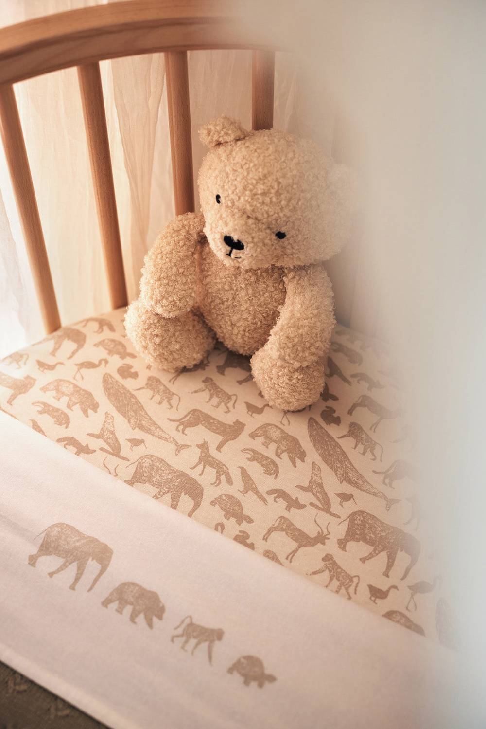 Jollein Bettlaken Kinderbett 120x150cm Animals Nougat Versandkostenfrei