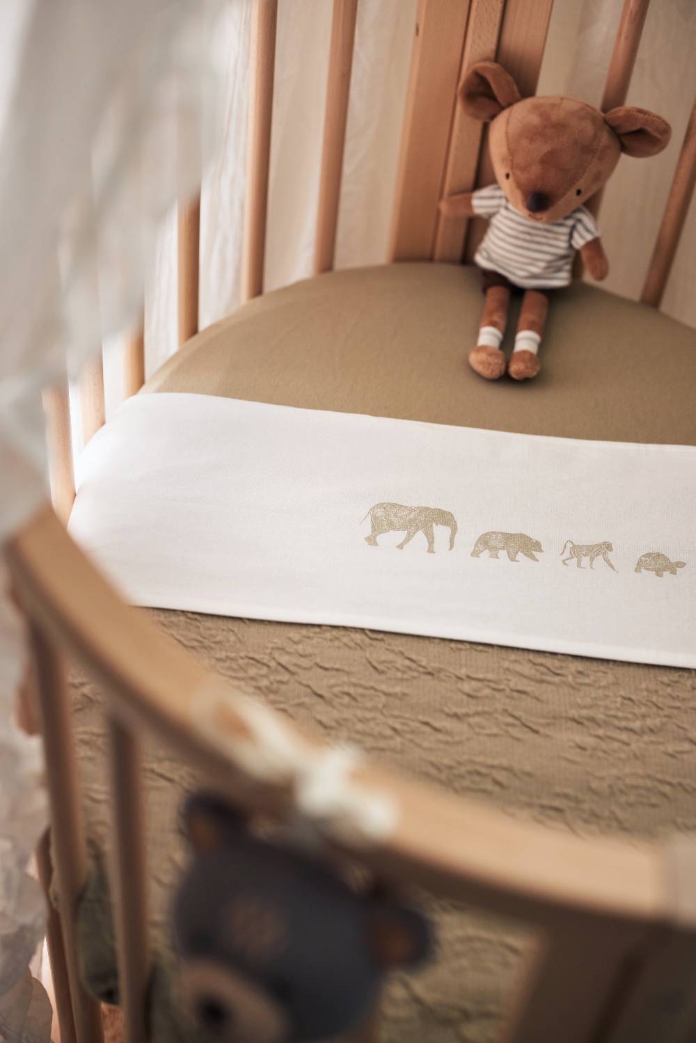 Jollein Bettlaken Wiege 75x100cm Animals Olive Green Osterangebot