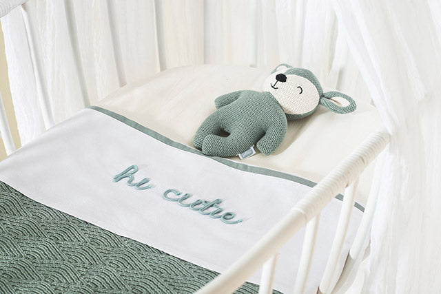 Jollein Bettlaken Wiege 75x100cm Hi cutie Ash Green Valentinstagsangebot