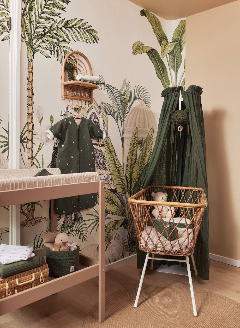 Jollein Betthimmel Vintage 155cm Leaf Green Nur noch ein Tag übrig
