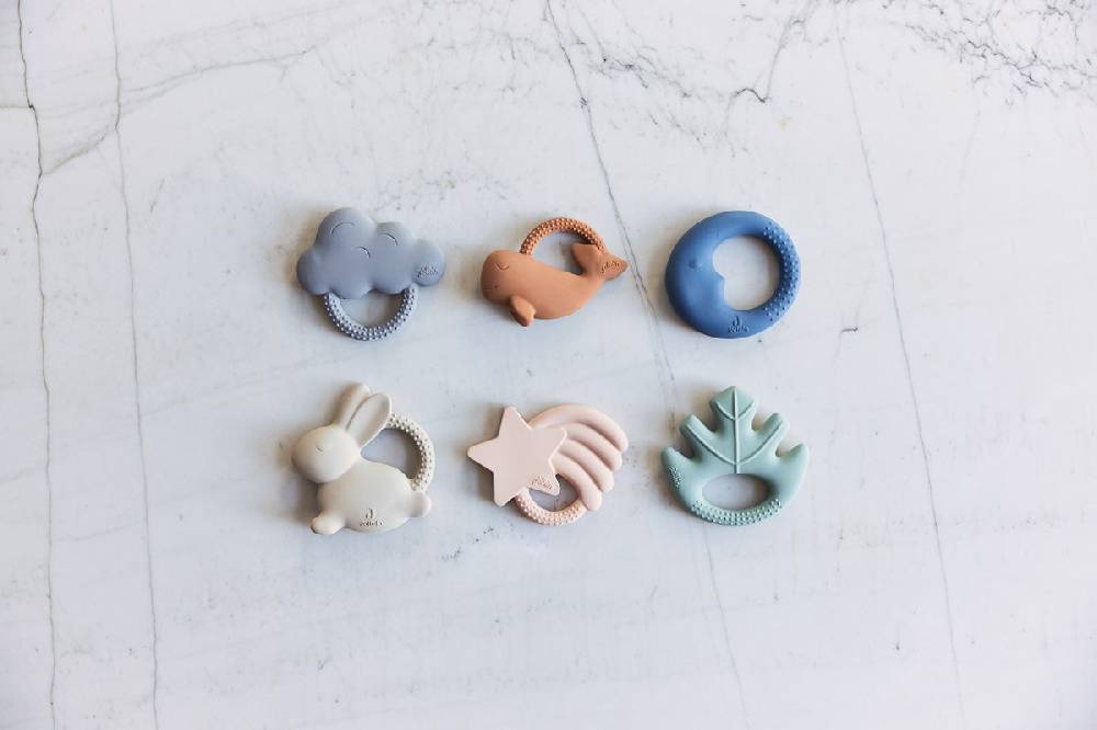 Jollein Beißring aus Naturkautschuk Cloud Storm Grey Sonderangebot der Fabrik