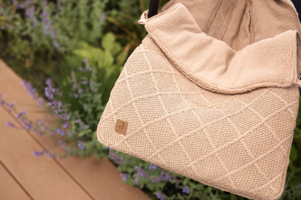 Jollein Fußsack Gruppe 0+ 3/5 Punkte Check Knit - Biscuit Kostenloser Versand