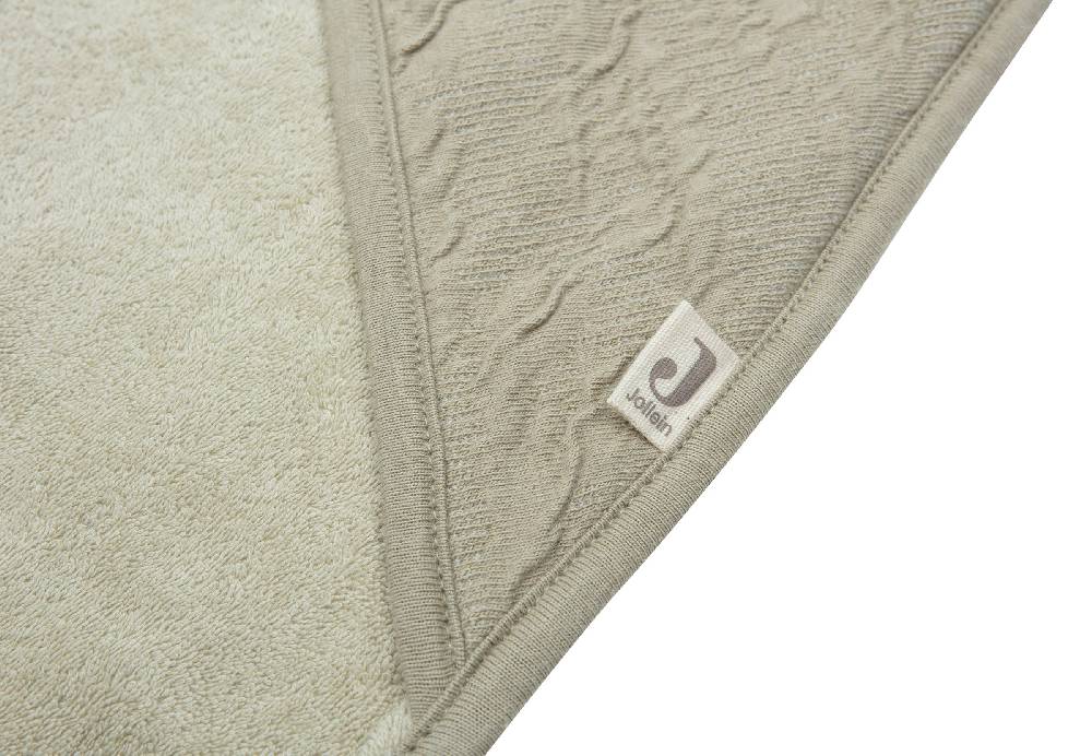 Jollein Kapuzenhandtuch 75x75cm Soft Waves Olive Green Kauf eins, bekomm eins gratis