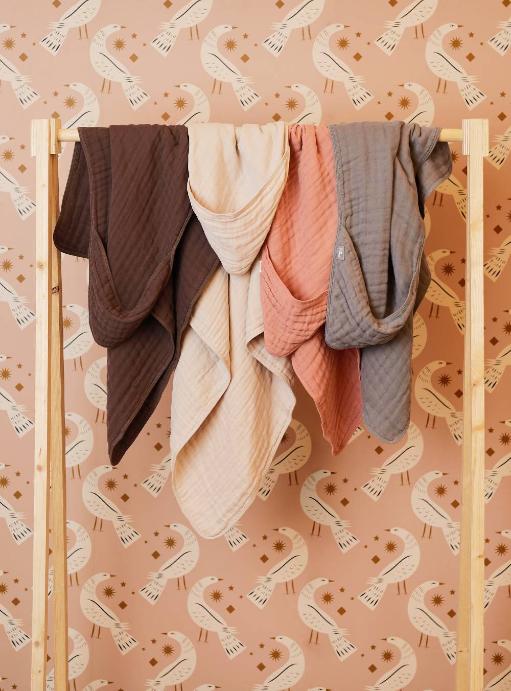 Jollein Kapuzenhandtuch Wrinkled Cotton 75x75cm Chestnut Letzte 3 Tage