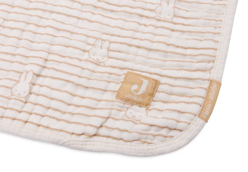 Jollein Deken Wiege 75x100cm Miffy Stripe Biscuit 50% Rabatt mit kostenlosem Versand