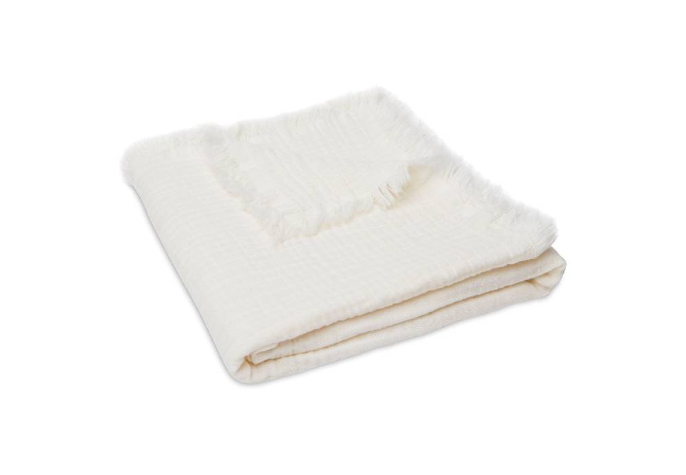 Jollein Decke Wiege Muslin Fringe 75x100cm Ivory zollfrei