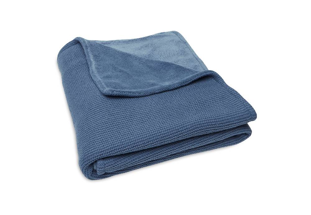 Jollein Decke Kinderbett 100x150cm Basic Knit Jeans Blue/Fleece 50% Rabatt für begrenzte Zeit