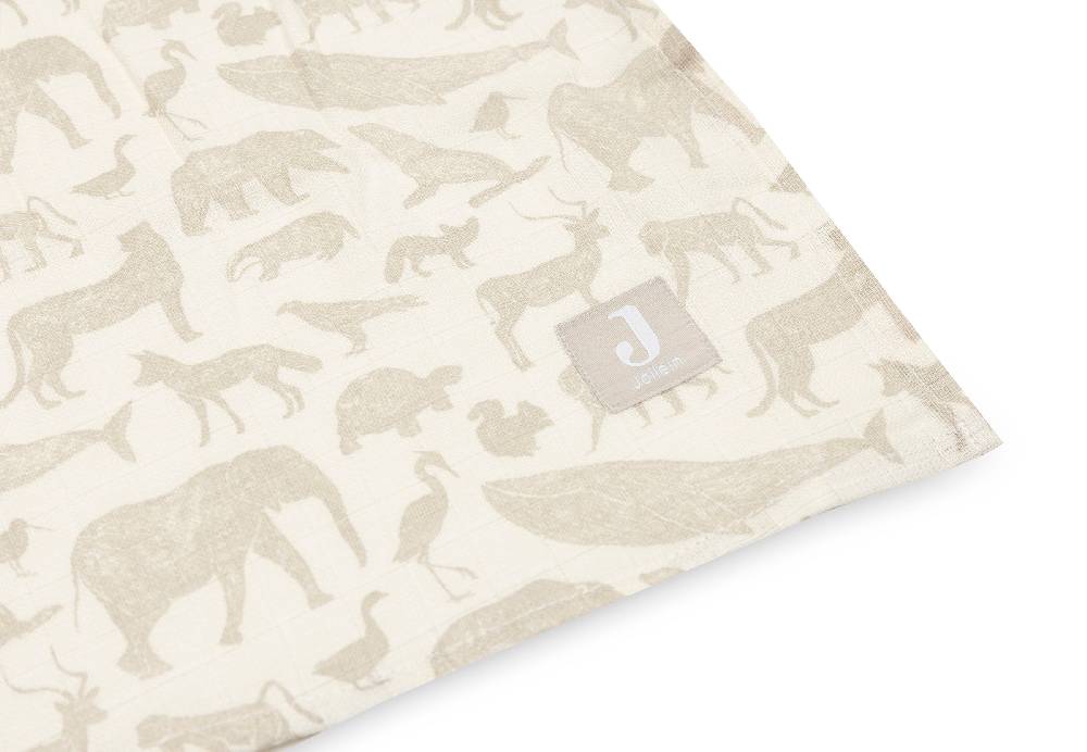 Jollein Mullwindeln Hydrophil 115x115cm Animals Nougat (2pack) Schlussverkauf