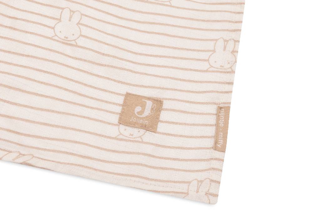 Jollein Mullwindelnn Hydrophil 115x115cm Miffy Stripe Biscuit (2pack Meist gekauft