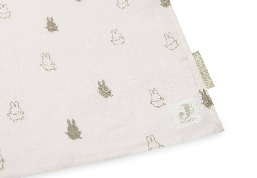 Jollein Mullwindeln Hydrophil 115x115cm Happy Miffy Olive Green (2p) Fabrik Onlineshop