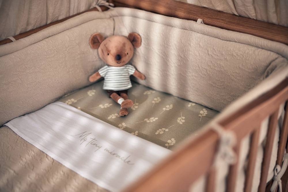 Jollein Bettlaken Kinderbett 120x150cm My Tiny Miracle Olive Green JETZT KAUFEN