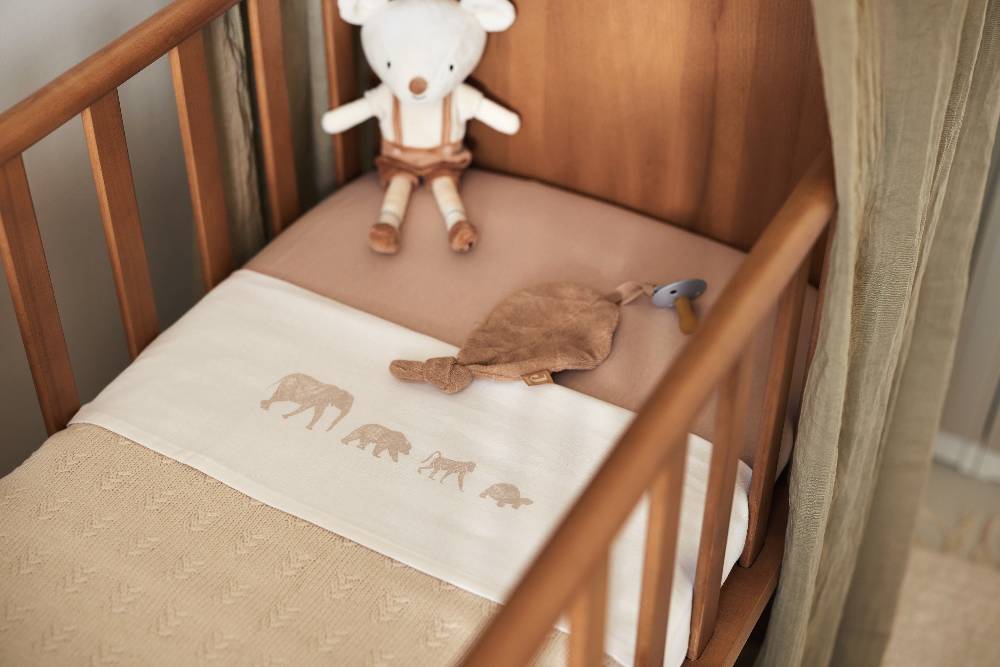 Jollein Bettlaken Wiege 75x100cm Animals Nougat Letzte 2 Tage