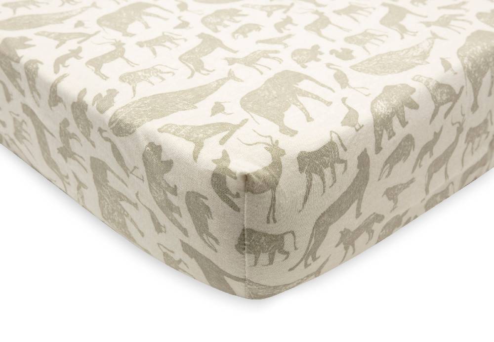 Jollein Spannbettlaken Jersey 70x140/75x150cm Animals Olive Green Limitierter Zeitrabatt