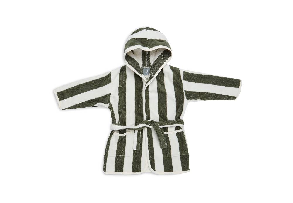 Jollein Bademantel 3-4 Jahre Stripe Frottee Leaf Green GOTS Neueste Mode