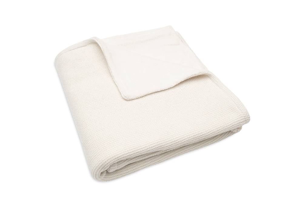 Jollein Decke Kindetbett 100x150cm Basic Knit Ivory/Coral Fleece Super Rabatt