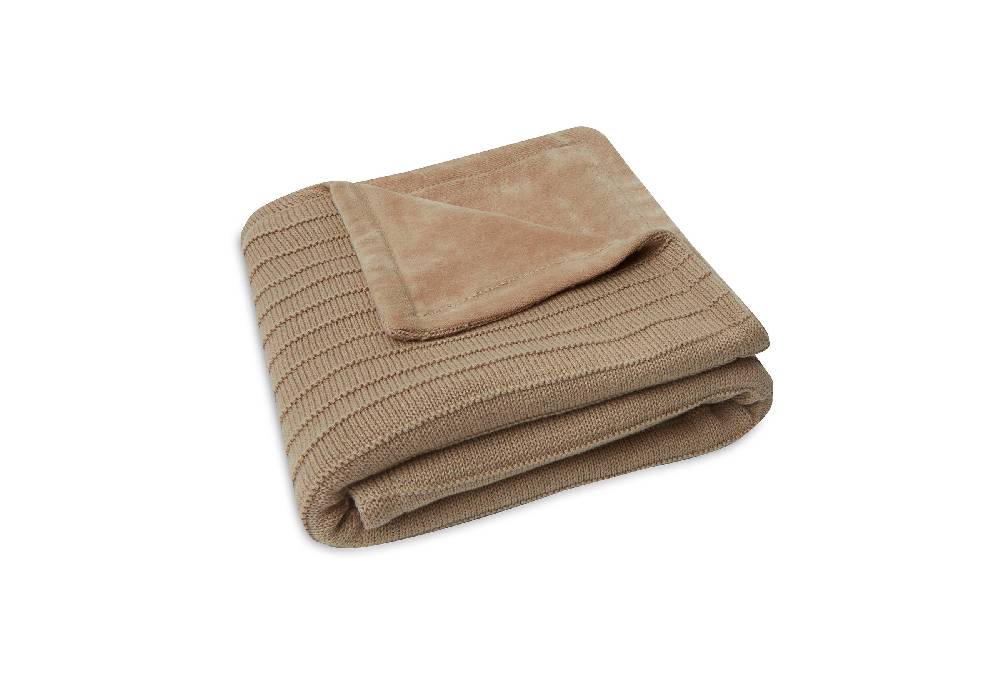 Jollein Decke Wiege 75x100cm Pure Knit Biscuit/Velvet GOTS Riesige Rabatte