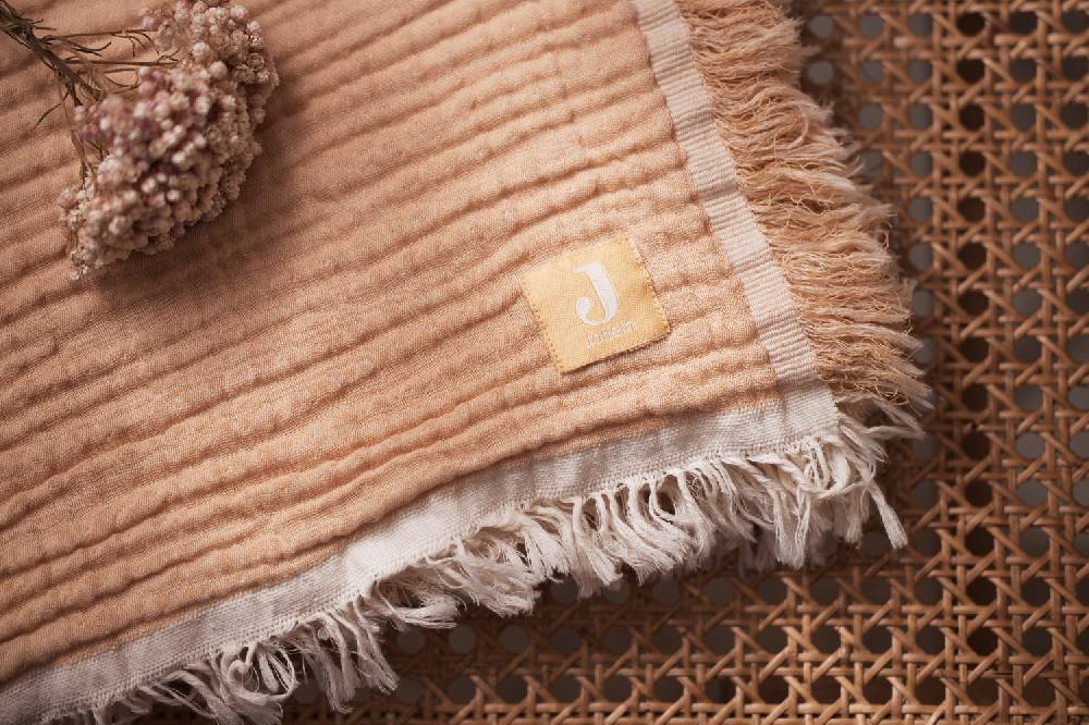 Jollein Decke Kinderbett 120x120cm Fringe Moonstone/Ivory GOTS Kostenloser Versand international