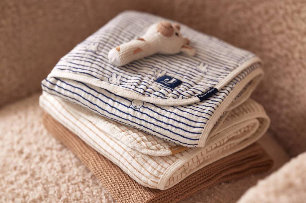 Jollein Deken Wiege 75x100cm Miffy Stripe Navy Auslauf