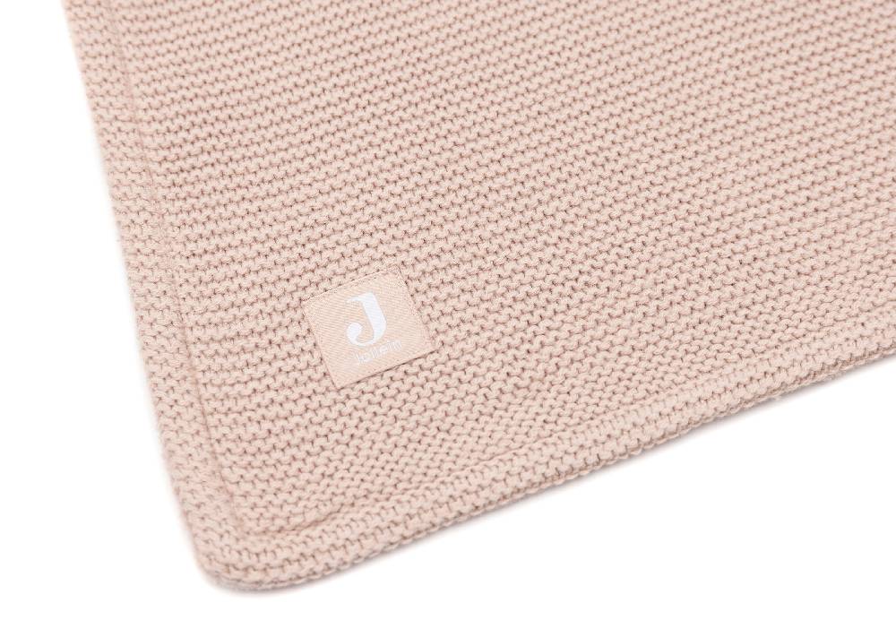 Jollein Decke Kinderbett 100x150cm Basic Knit Wild Rose/Fleece im Angebot