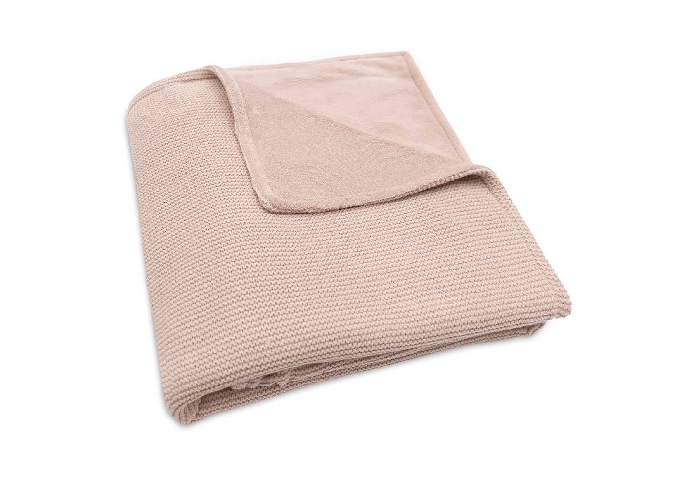 Jollein Decke Kinderbett 100x150cm Basic Knit Wild Rose/Fleece im Angebot