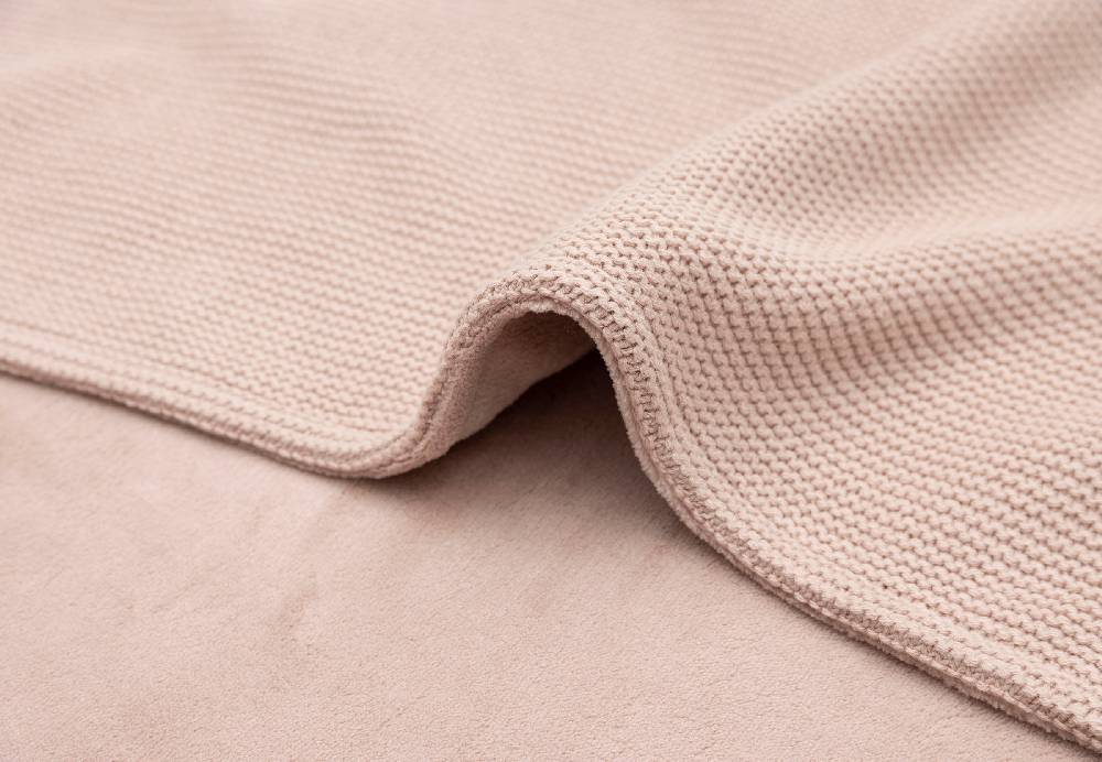 Jollein Decke Kinderbett 100x150cm Basic Knit Wild Rose/Fleece im Angebot