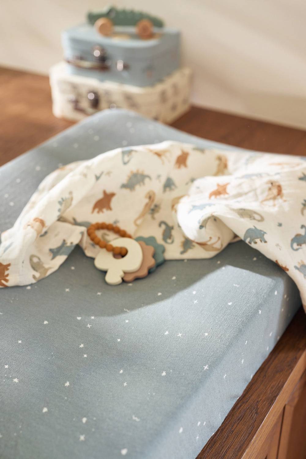 Jollein Wickelauflagenbezug Jersey 50x70cm Twinkling - Sea Green Rabatt