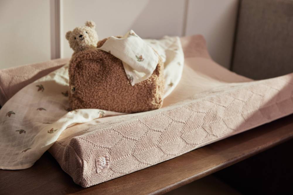 Jollein Wickelauflagenbezug 50x70cm Shell Knit Wild Rose GOTS Großer Ausverkauf