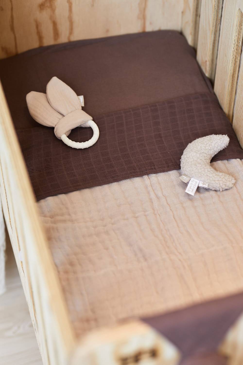 Jollein Bettlaken Kinderbett 120x150cm Wrinkled Cotton Chestnut Riesige Ersparnisse