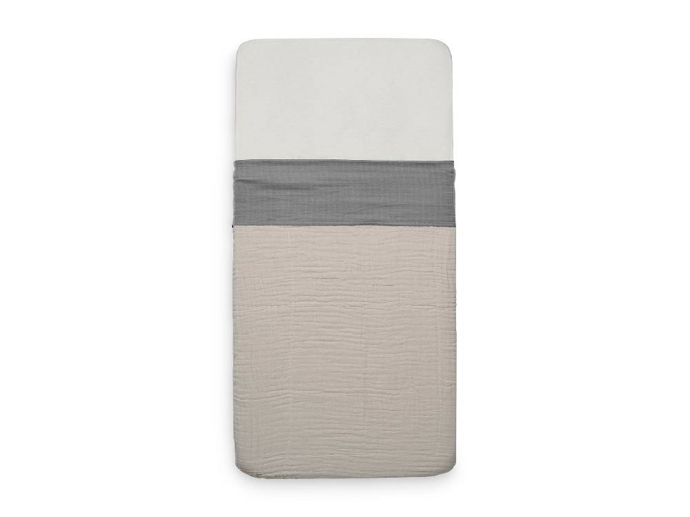 Jollein Bettlaken Kinderbett 120x150cm Wrinkled Cotton Storm Grey Tiefpreis