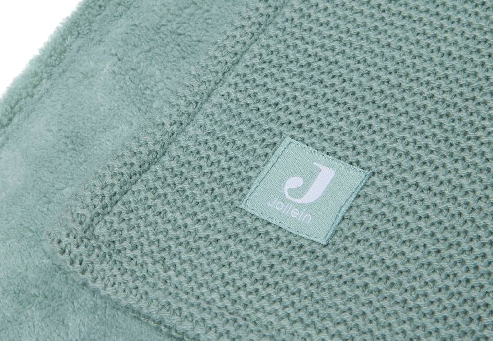 Jollein Decke Kinderbett 100x150cm Basic Knit Forest Green/Fleece Begrenztes Angebot