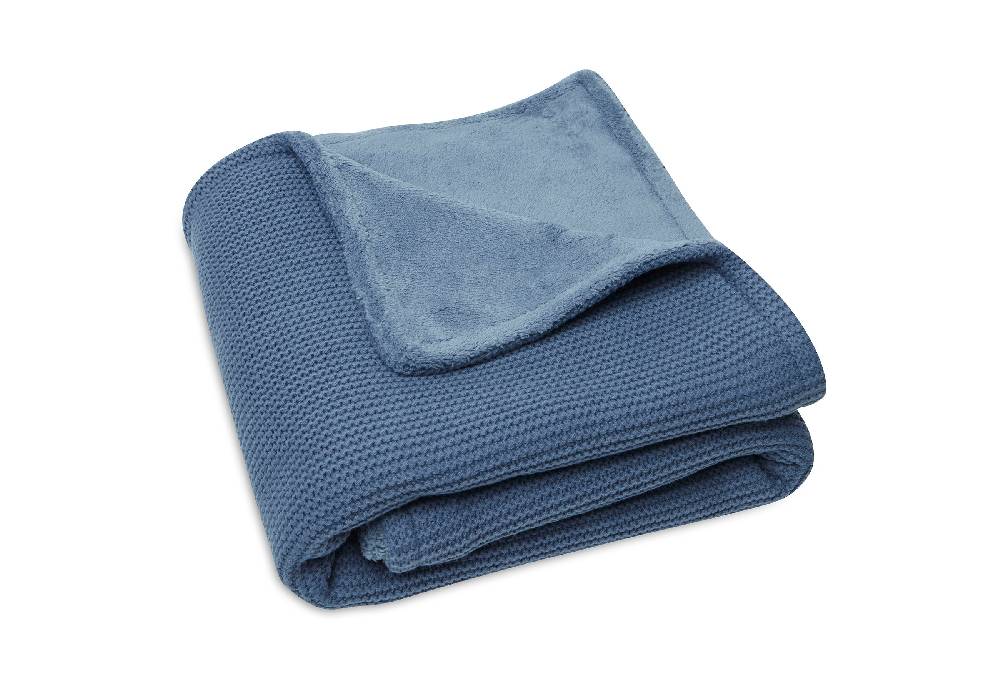 Jollein Decke Wiege 75x100cm Basic Knit Jeans Blue/Fleece Online Shopping