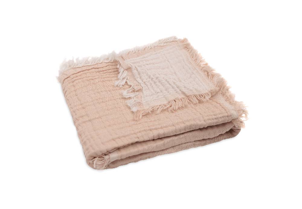 Jollein Deken Wiege 75x100cm Fringe Moonstone/Ivory GOTS Weihnachtsangebot