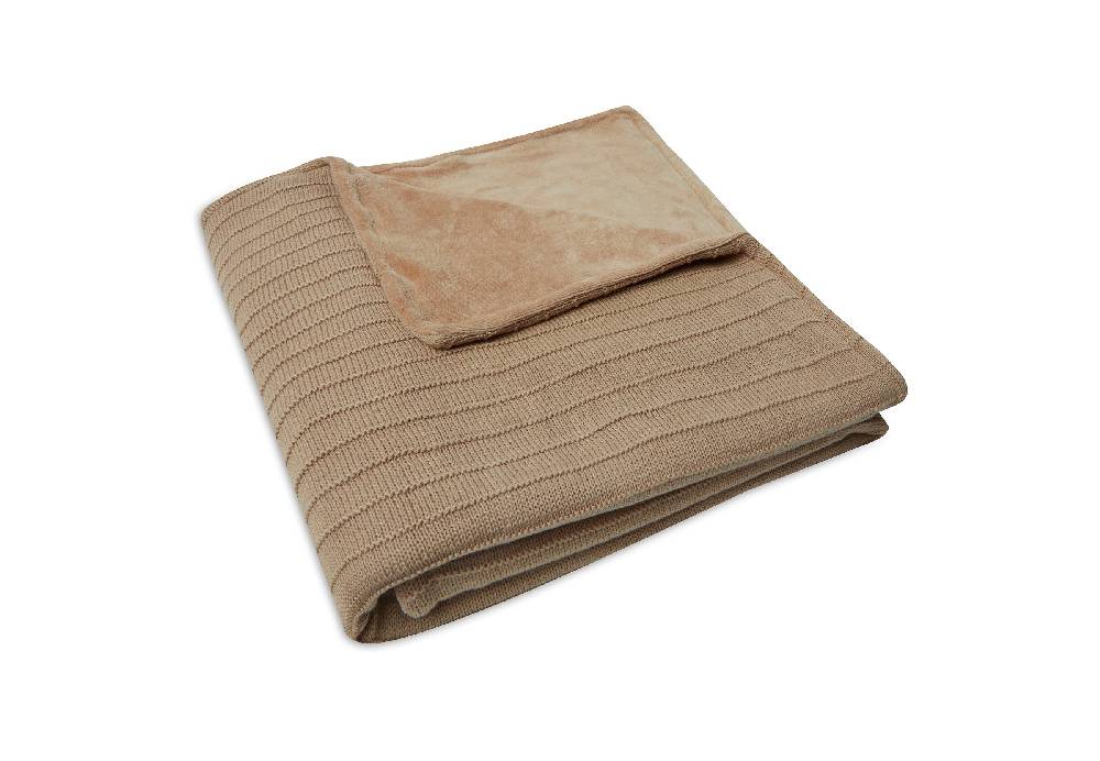 Jollein Decke Kinderbett 100x150cm Pure Knit Biscuit/Velvet GOTS Zeitlich begrenztes Angebot