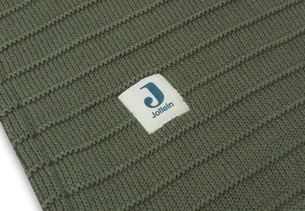 Jollein Decke Kinderbett 100x150cm Pure Knit Leaf Green/Velvet GOTS Exklusive Angebote