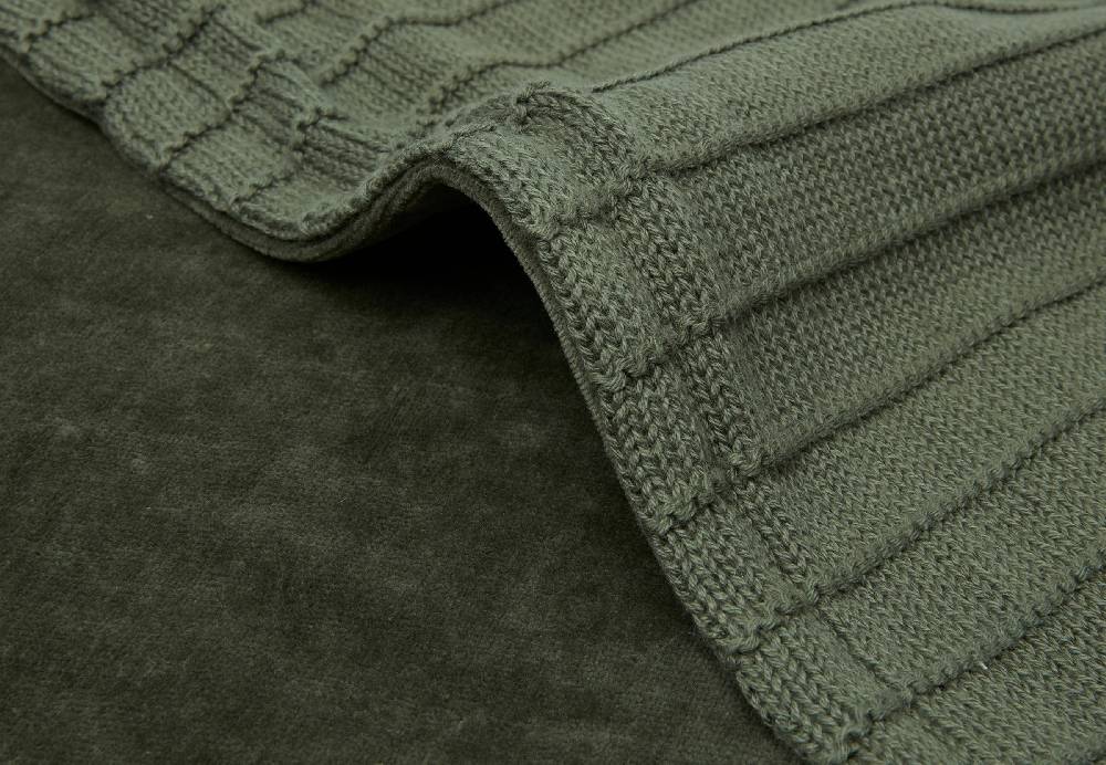 Jollein Decke Kinderbett 100x150cm Pure Knit Leaf Green/Velvet GOTS Exklusive Angebote