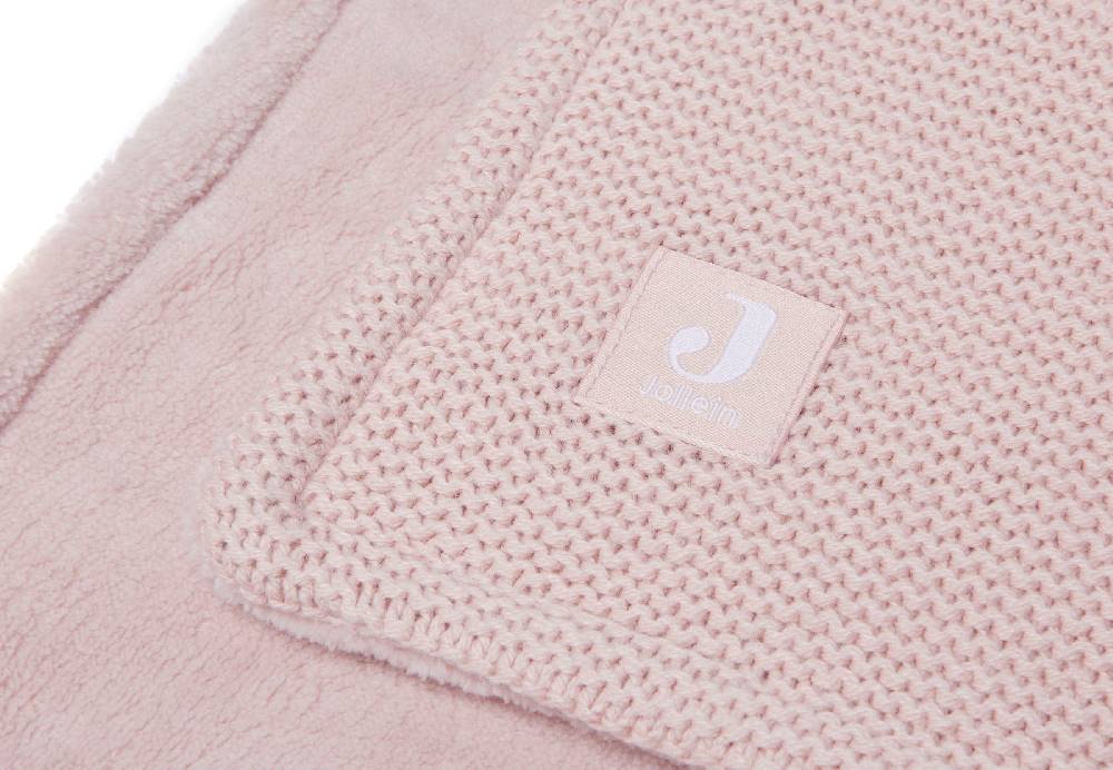 Jollein Decke Kinderbett 100x150cm Basic Knit Pale Pink/Fleece Blitzangebot