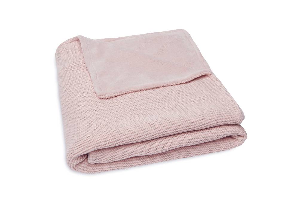 Jollein Decke Kinderbett 100x150cm Basic Knit Pale Pink/Fleece Blitzangebot