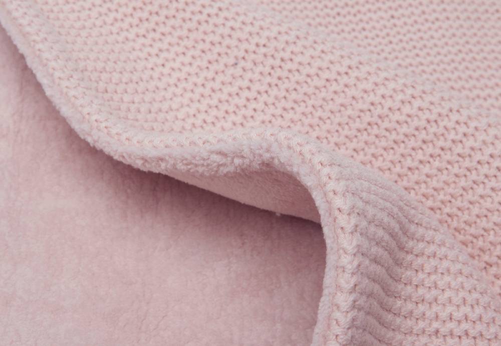 Jollein Decke Kinderbett 100x150cm Basic Knit Pale Pink/Fleece Blitzangebot