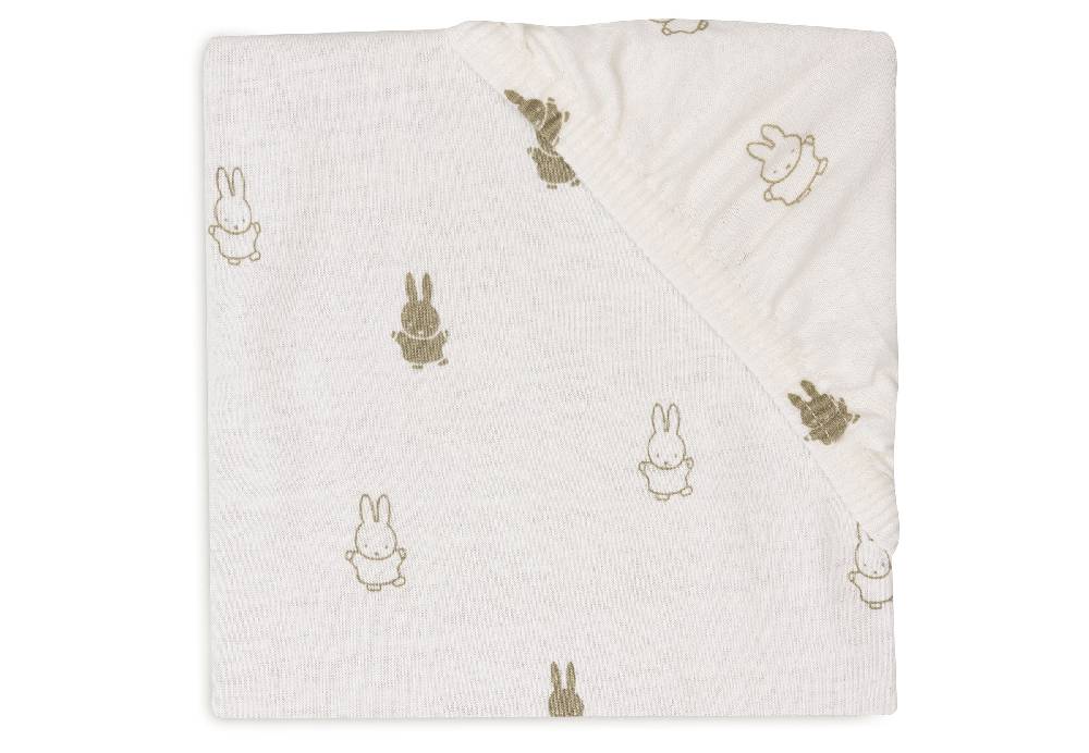 Jollein Spannbettlaken Jersey 60x120cm Happy Miffy Olive Green Kostenloser Versand international