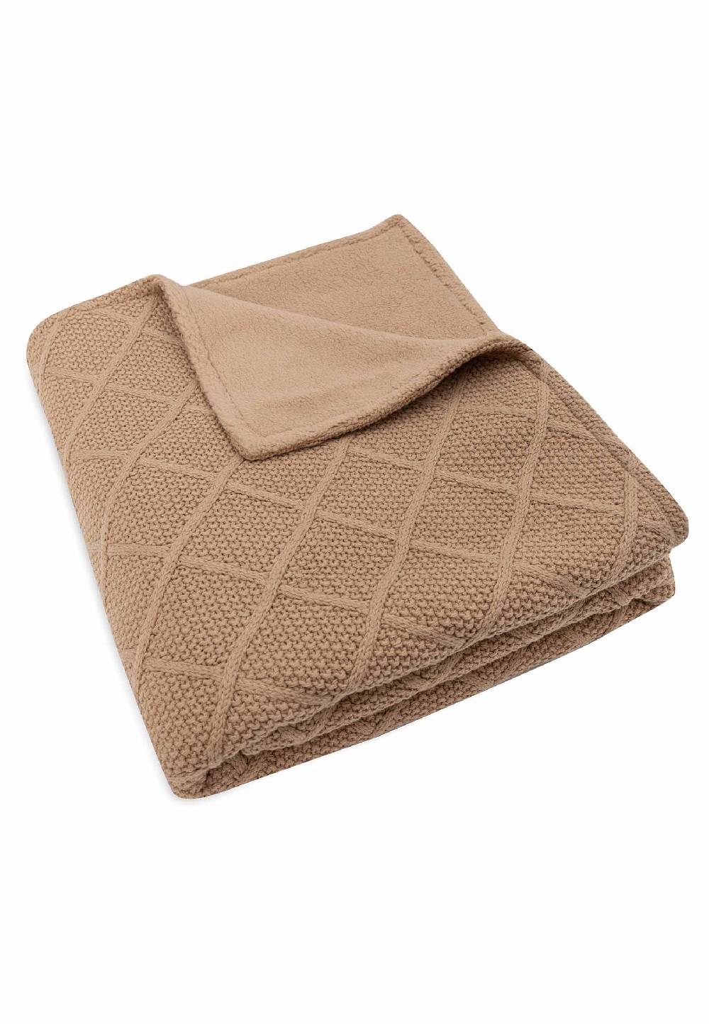Jollein Decke Kinderbett 100x150cm Check Knit - Biscuit/Teddy Fleece Meist gekauft