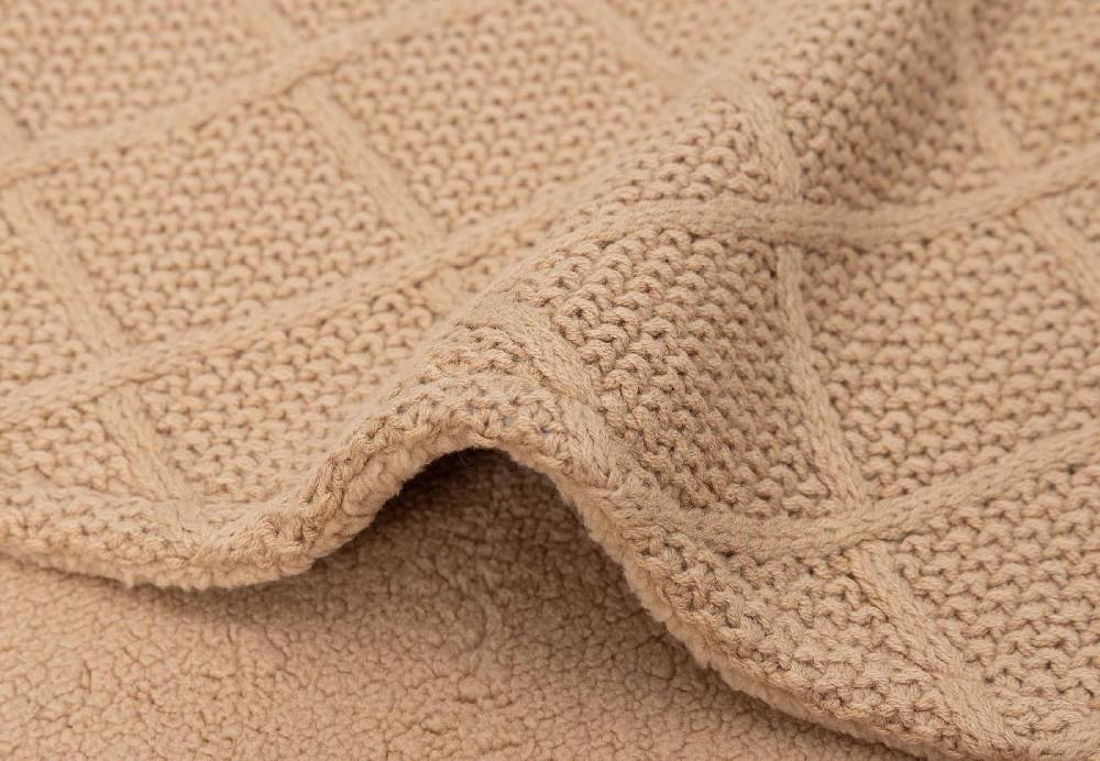 Jollein Decke Kinderbett 100x150cm Check Knit - Biscuit/Teddy Fleece Meist gekauft