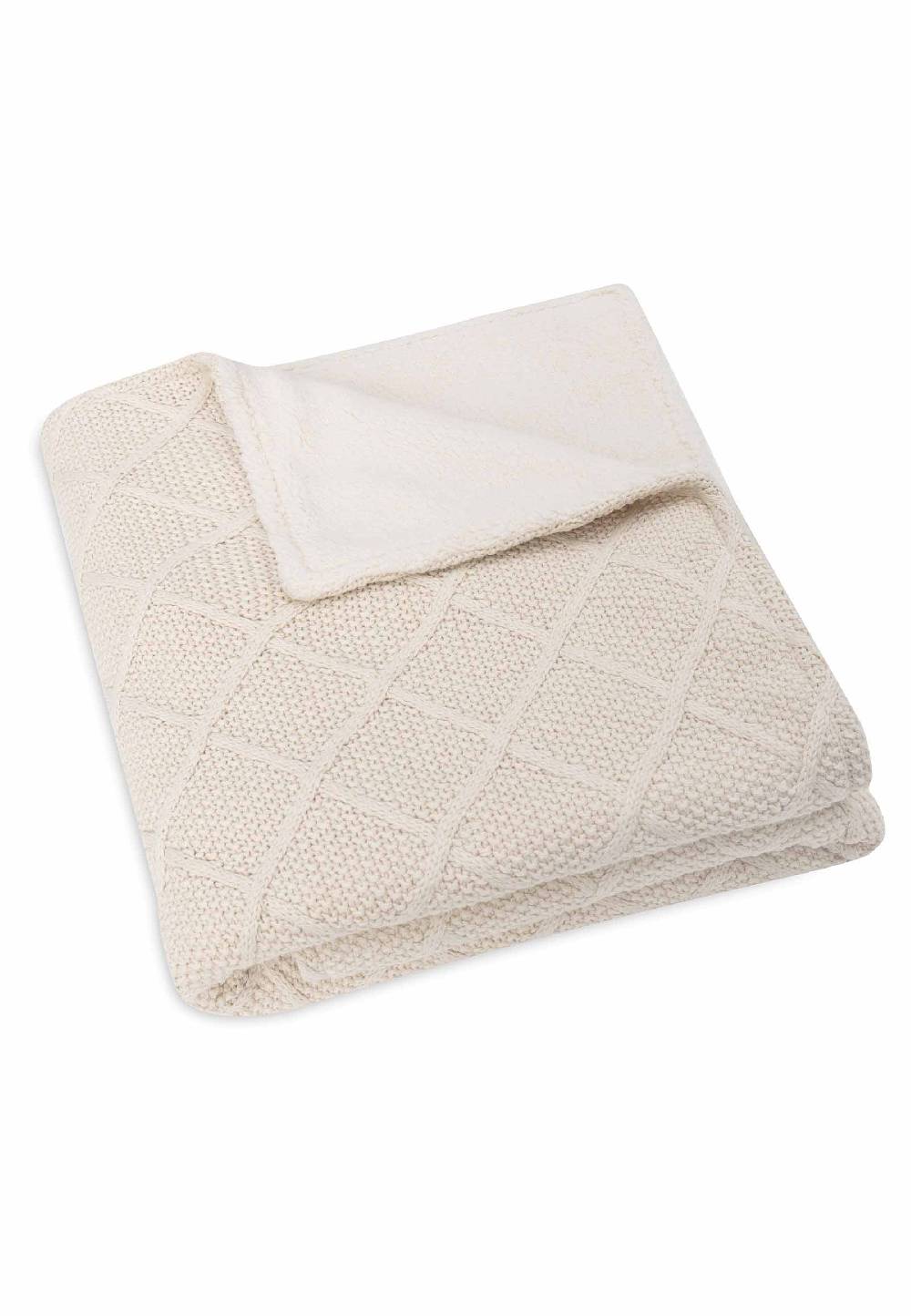 Jollein Decke Kinderbett 100x150cm Check Knit - Oatmeal/Teddy Fleece Blitzverkäufe