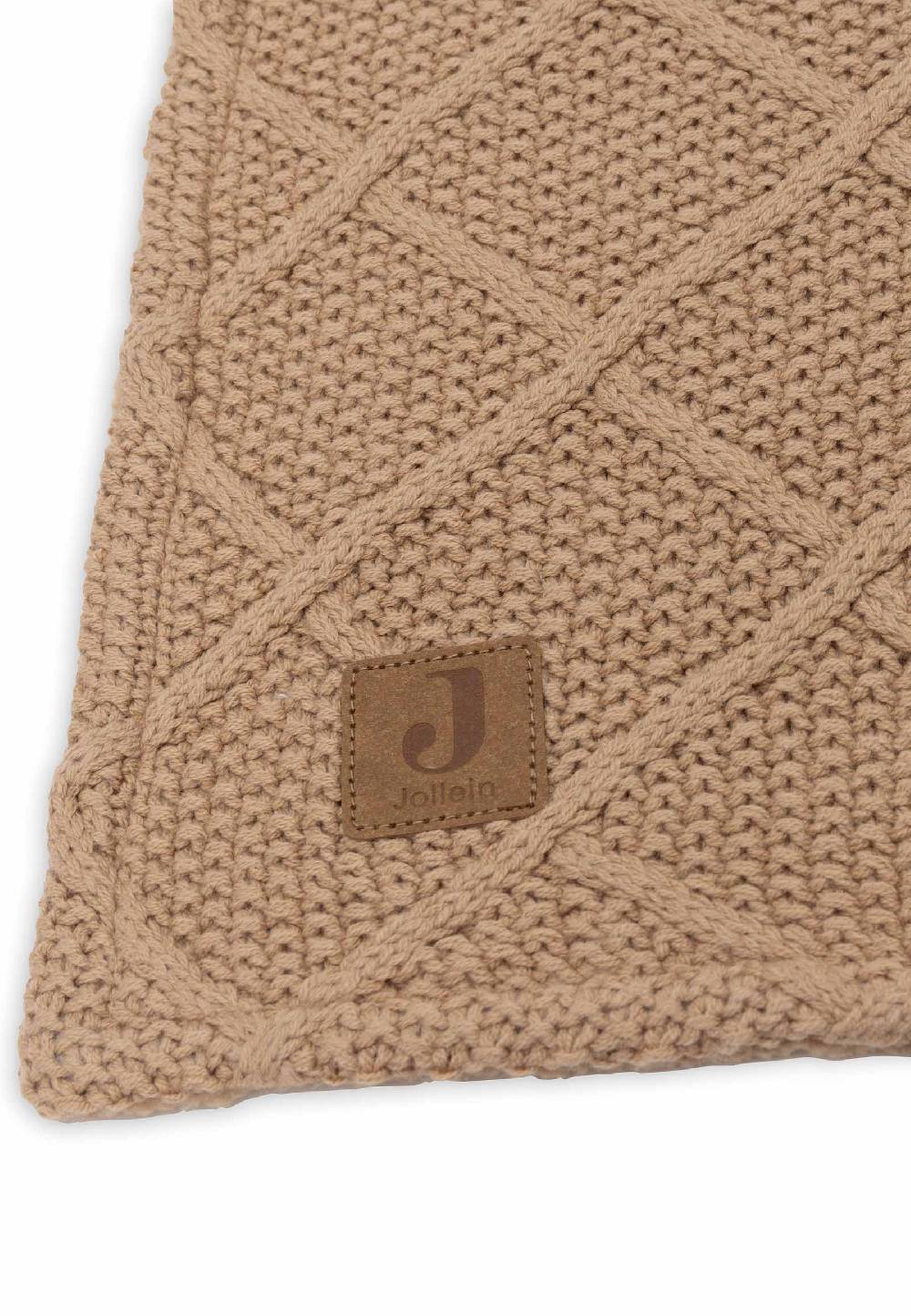 Jollein Decke Wiege 75x100cm Check Knit - Biscuit/Teddy Fleece Fabrikpreis