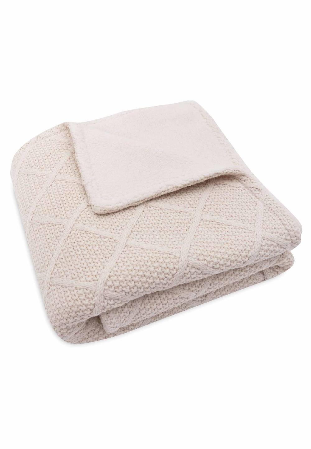 Jollein Decke Wiege 75x100cm Check Knit - Oatmeal/Teddy Fleece Sonderangebot