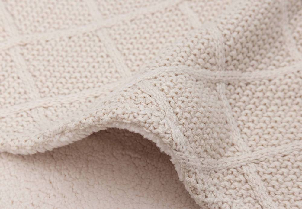Jollein Decke Wiege 75x100cm Check Knit - Oatmeal/Teddy Fleece Sonderangebot